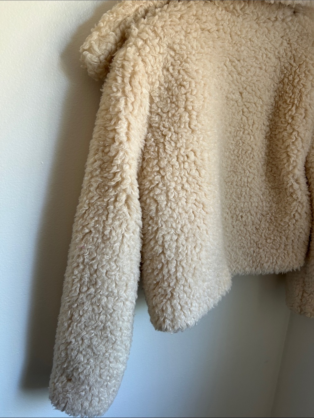 Lulus Cream Faux Shearling Teddy Jacket, Oversized Collar, Size S - Picture 7 of 16